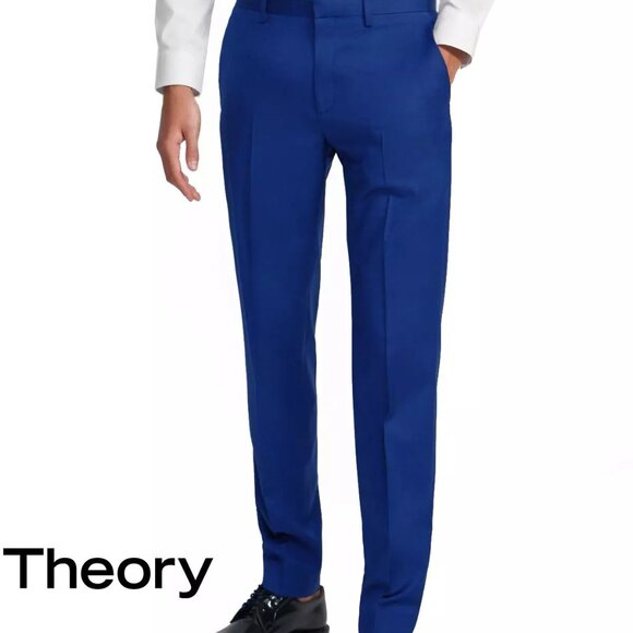Theory Mayer 4129912s Admiral Blue Men Size 32 Straight Leg Trousers Pants 0011